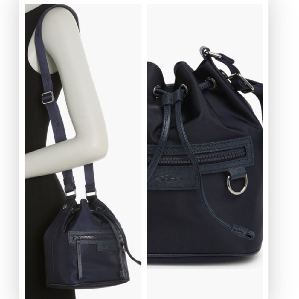 LONGCHAMP Neoprene Bucket Bag in Navy NWT $345